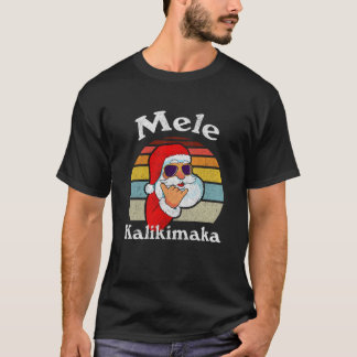 T-shirt Mele Kalikimaka Retro Christmas Santa Shaka Hawaii