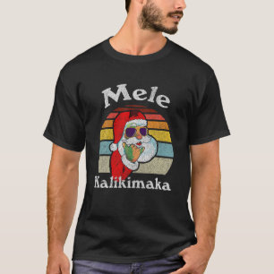 T-shirt Mele Kalikimaka Retro Christmas Santa Shaka Hawaii