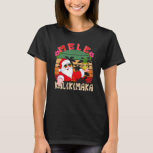 T-shirt Mele Kalikimaka Retro Christmas Santa Shaka Hawaii