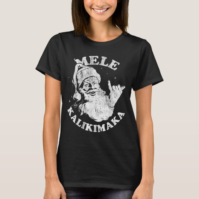 T-shirt Mele Kalikimaka Retro Hawaii Santa Aloha Christmas (Devant)
