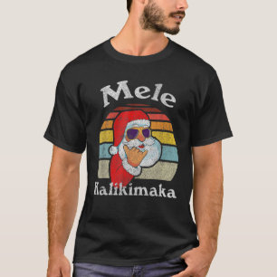 T-shirt Mele Kalikimaka Retro Noël Père Noël Shaka Hawaii