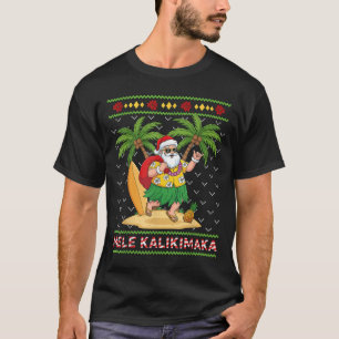 T-shirt Mele Kalikimaka Retro Père Noël Shaka Hawaii Ugly