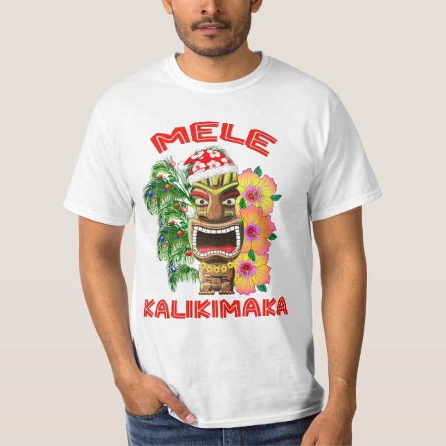 T-shirt Mele Kalikimaka Santa Claus Tiki (Devant)