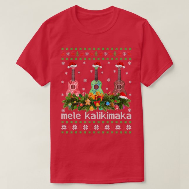 T-shirt Mele Kalikimaka Ukulele Guitare Ugly Ukulele Chris (Design devant)