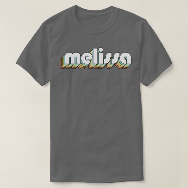T-shirt Melissa Retro Typographie Arc-en-ciel style défraî (Design devant)