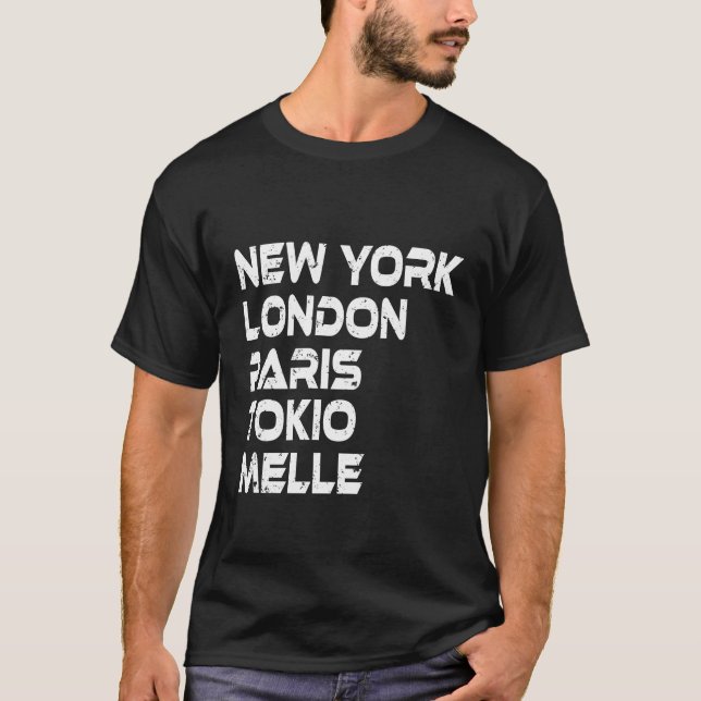 T-shirt Melle New York Londres Tokyo Paris (Devant)