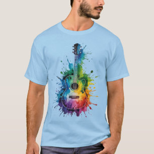 T-shirt Mélodie colorée : Guitare peinte sur musique Vinta