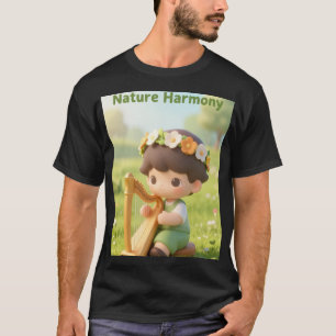 T-shirt Mélodies de prairie : Joli garçon 3D avec harpe et