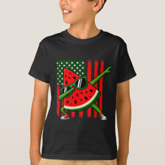 T-shirt Melon d'eau drôle de dabbing Drapeau Usa 4 juillet