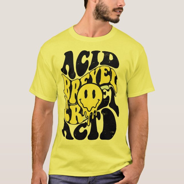 T-shirt Melting Acid Smiley Face Psychedelic Liquid Typogr (Devant)