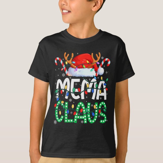 T-shirt Mema Claus Christmas Lights Pajama Family Matching (Devant)