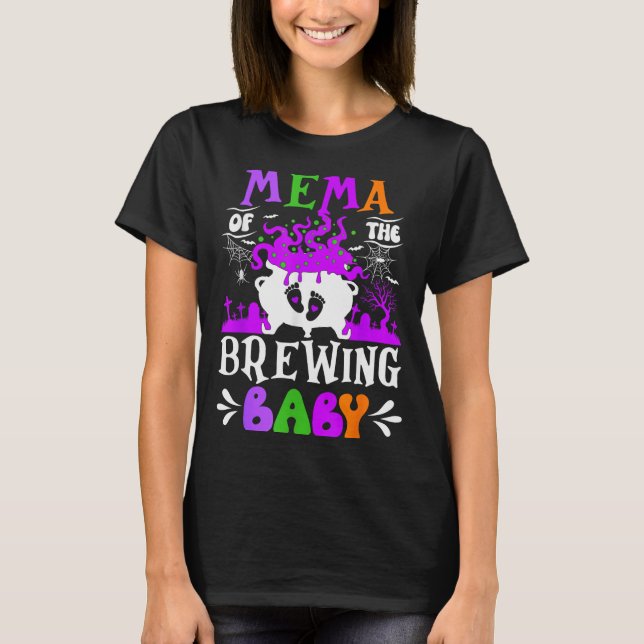 T-shirt Mema Of The Brewing Baby Grandma To Be Halloween  (Devant)