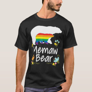 T-shirt Memaw Lgbt Bear Gay Lesbian Pride Rainbow Floral T