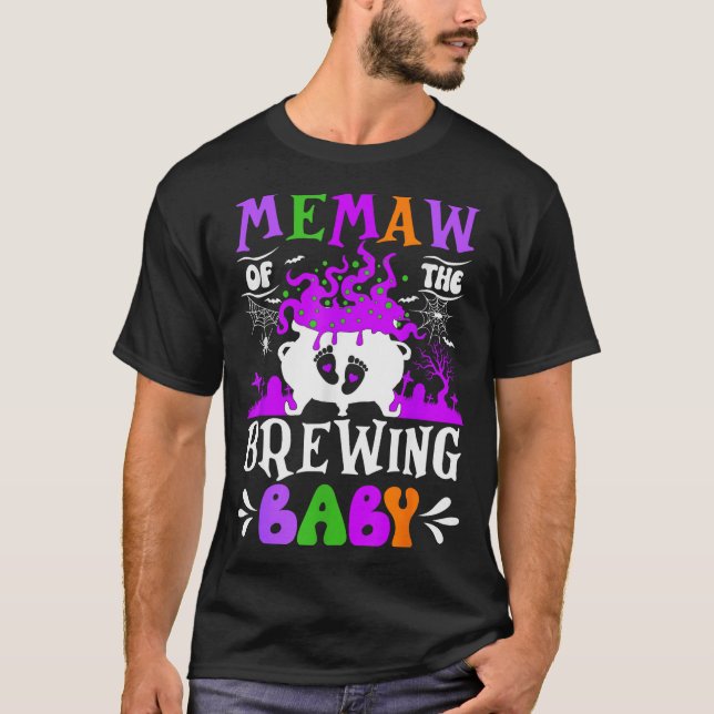 T-shirt Memaw Of The Brewing Baby Grandma To Be Halloween  (Devant)
