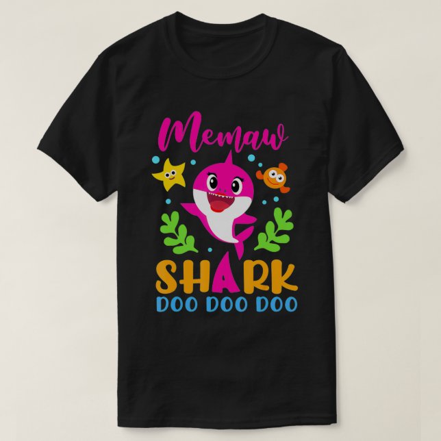 T-shirt Memaw Shark Memaw Shark Lover Fête des mères de fa (Design devant)