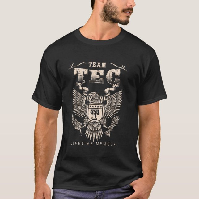 T-shirt Membre à vie de l'équipe Tec - Nom Tec (Devant)