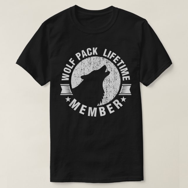 T-shirt Membre du pack Wolf à vie dénudé hurlant (Design devant)