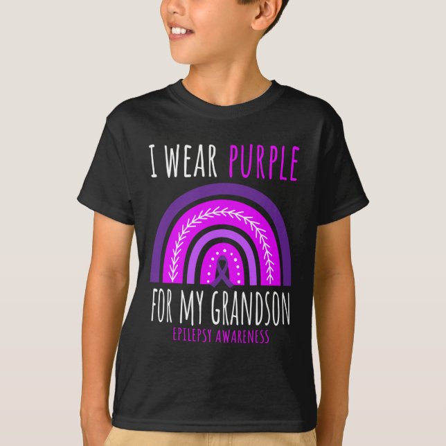 T-shirt Mémé Arc-en-ciel Papi Violet Petit-fils Épilepsie  (Devant)