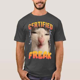 T-shirt Mème Cat Certifié Freak Eat Cement Cursed Cat Fun