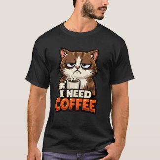 T-Shirt MEME CHAT “J'AI BESOIN DE CAFÉ"