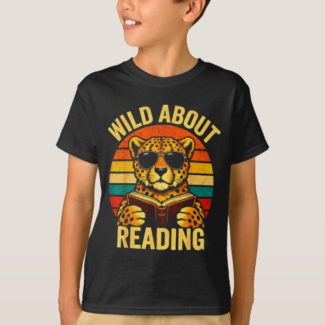 T-shirt Mème d'animal drôle fou de lecture guépard livre (Devant)