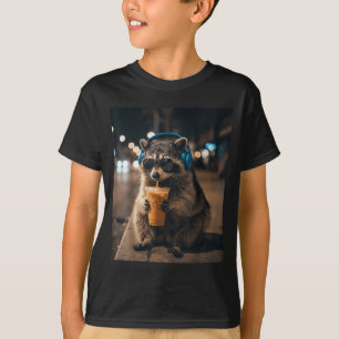 T-shirt Mème d'animal drôle raton laveur buvant du café gl
