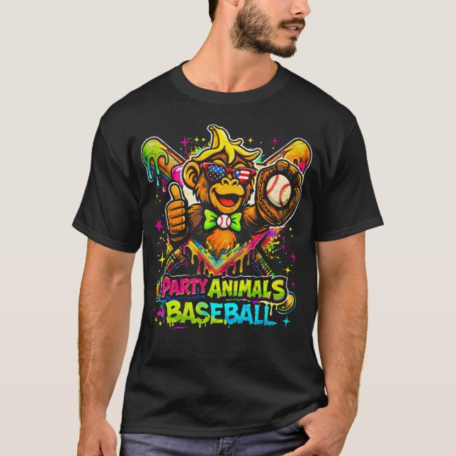 T-shirt Mème d'animaux de fête Baseball Drôle (Devant)