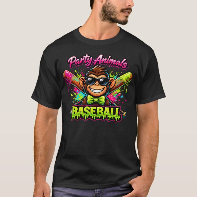 T-shirt Mème d'animaux de fête Baseball Drôle (Devant)