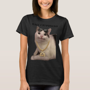 T-shirt Mème de chat Chat idiot Attendez Goated Drôle pour