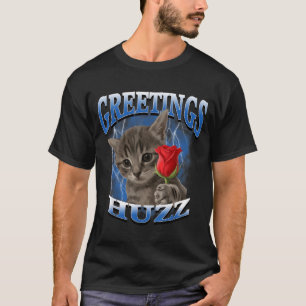 T-shirt Mème de chat Chat idiot salutations Huzz Rose drôl