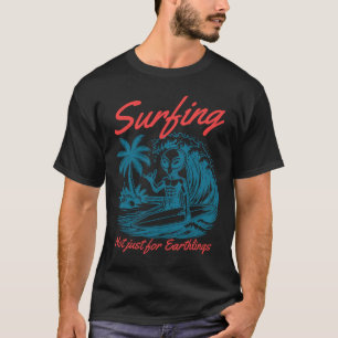T-shirt Mème de chat de surf drôle avec selfie de requin