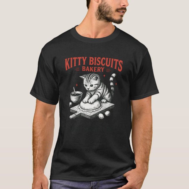T-shirt Mème de chat drôle Biscuits pour chat Boulangerie  (Devant)