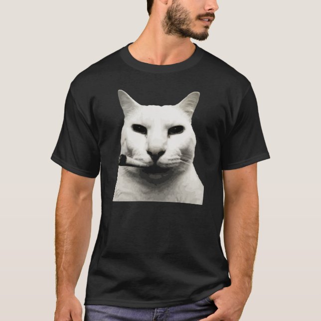 T-shirt Mème de chat drôle cool fumant une cigarette (Devant)