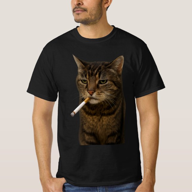 T-shirt Mème de chat drôle et cool de chat qui fume une ci (Devant)