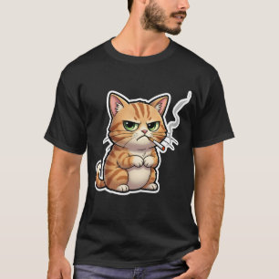 T-shirt Mème de chat drôle et cool qui fume une cigarette