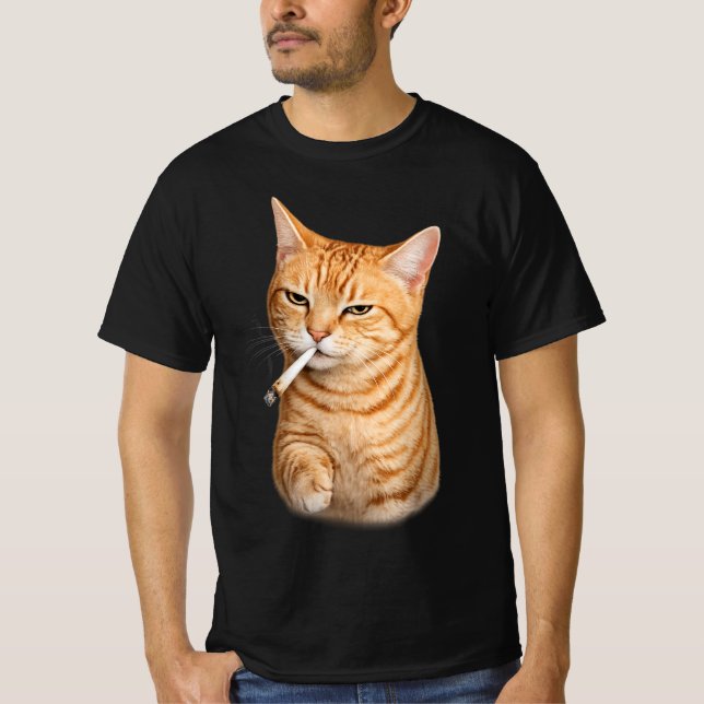 T-shirt Mème de chat drôle et cool qui fume une cigarette (Devant)