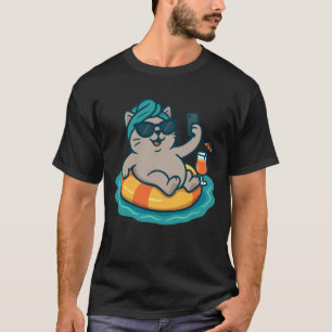 T-shirt Mème de chat drôle flotteur selfie été chaton humo