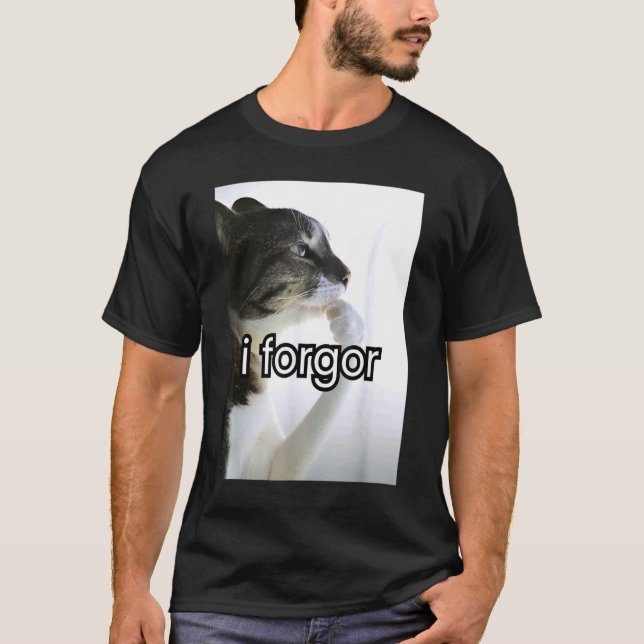 T-shirt mème de chat drôle idiot j'ai oublié cringe brainr (Devant)