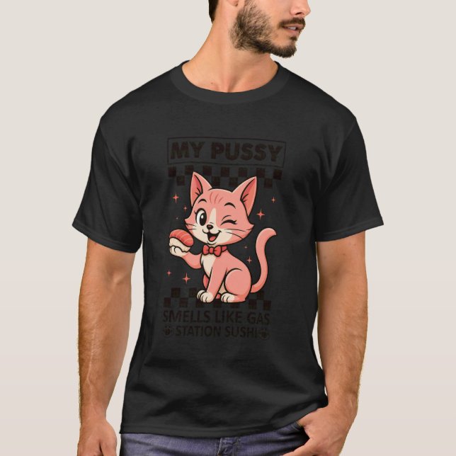 T-shirt Mème de chat drôle inapproprié sent comme essence  (Devant)