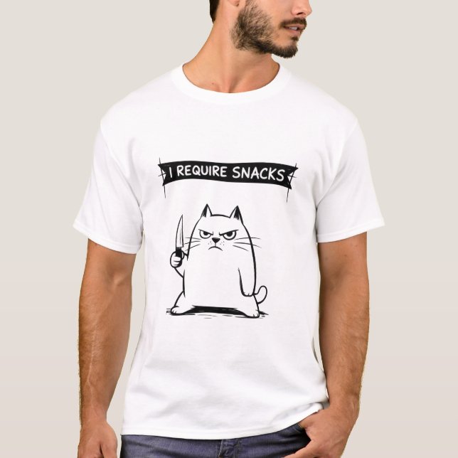 T-shirt Mème de chat drôle J'ai besoin de snacks  (Devant)