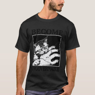 T-shirt Mème de chat drôle mordant la main Devenir un chat