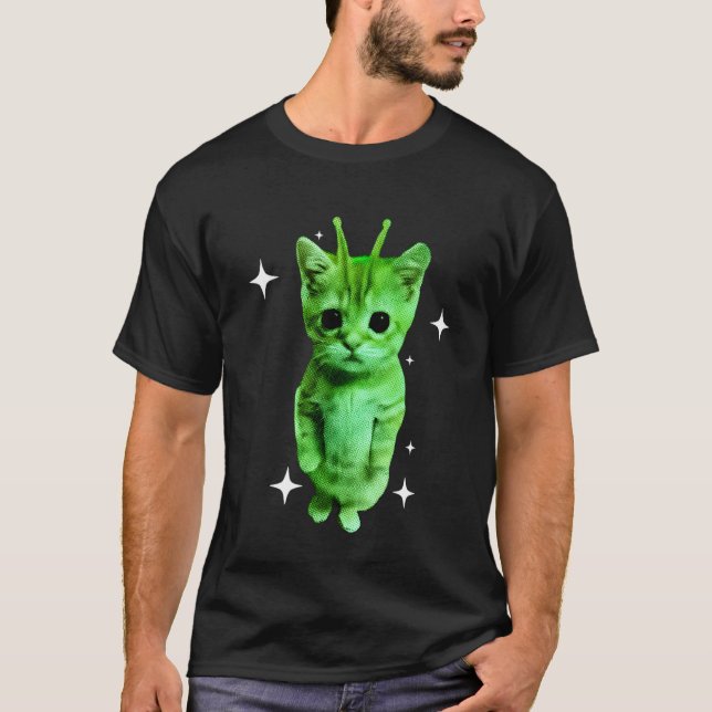 T-shirt Mème de chat extraterrestre Kitty d'espace vert Ca (Devant)