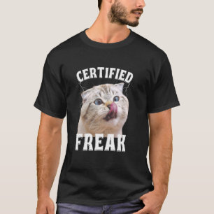 T-shirt Mème de chat Fou certifié Mange du ciment Chat mau