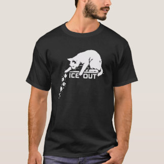 T-shirt Mème de chat ICE Out poussant des glaçons