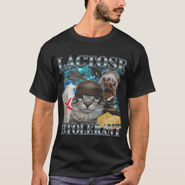 T-shirt Mème de chat intolérant au lactose (Devant)
