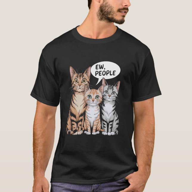 T-shirt Mème de chat introverti drôle Beurk, les gens (Devant)
