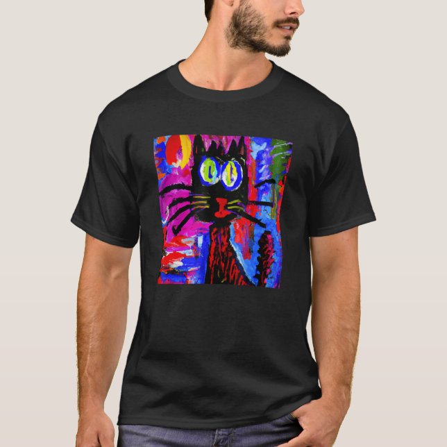 T-shirt Mème de chat noir chaton spirituel (Devant)