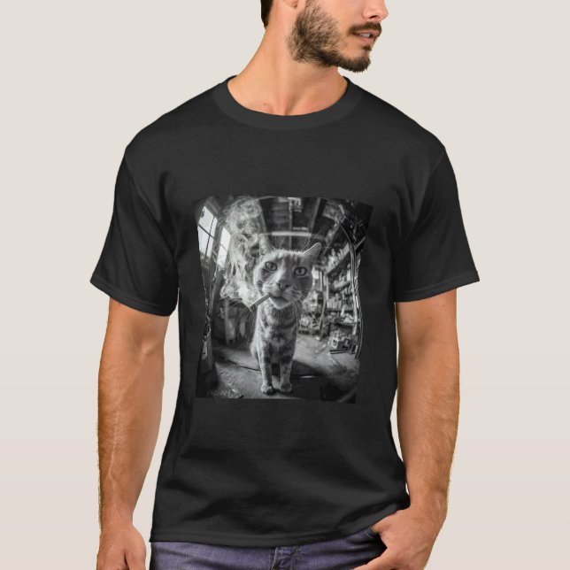 T-shirt Mème de chat qui fume Kitten cigarette drôle stupi (Devant)
