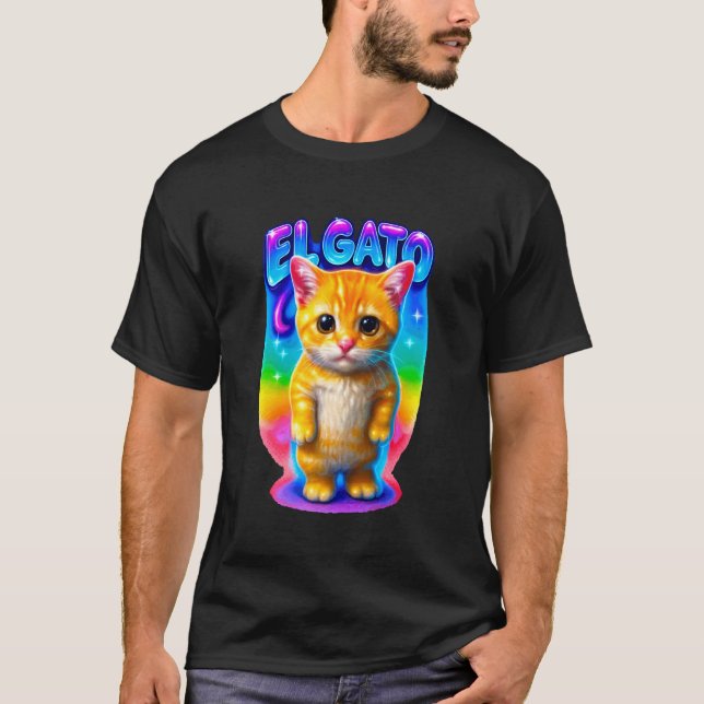 T-shirt Meme de chat triste qui pleure Munchkin Kitty Meme (Devant)