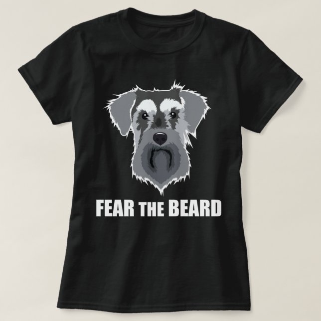 T-shirt Mème de chien peur de la barbe Mini Schnauzer long (Design devant)